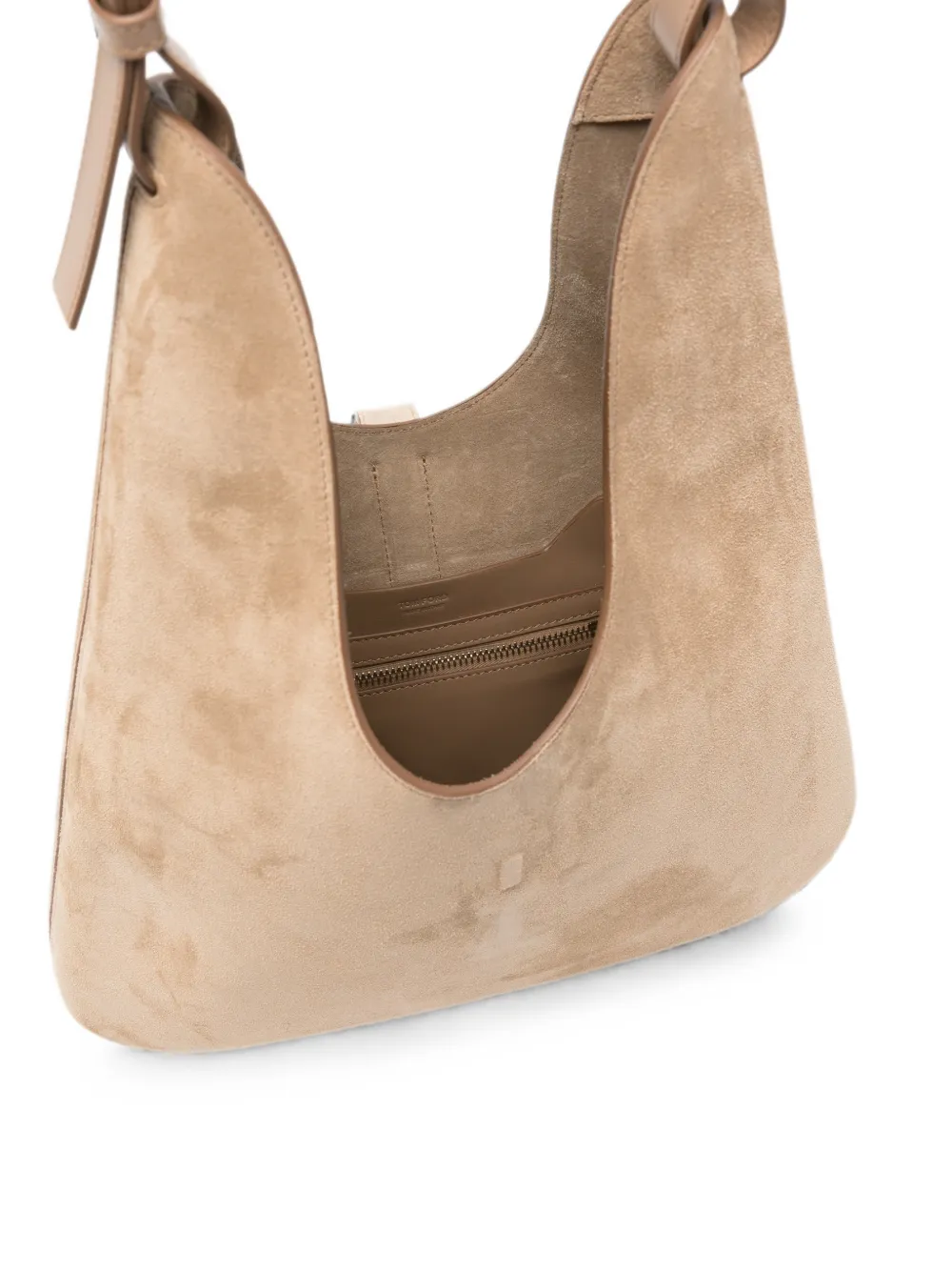 TOM FORD Suède schoudertas met T-gesp Beige