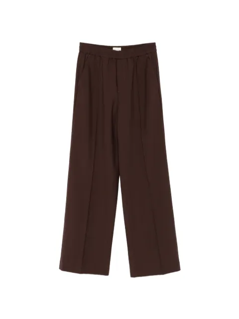 Closed elasticated-waistband pressed-crease trousers