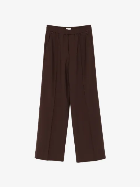 Closed elasticated-waistband pressed-crease trousers
