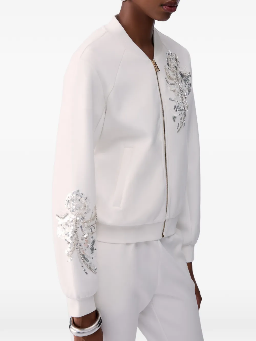 LIU JO Sweater met rits en verfraaiing Wit