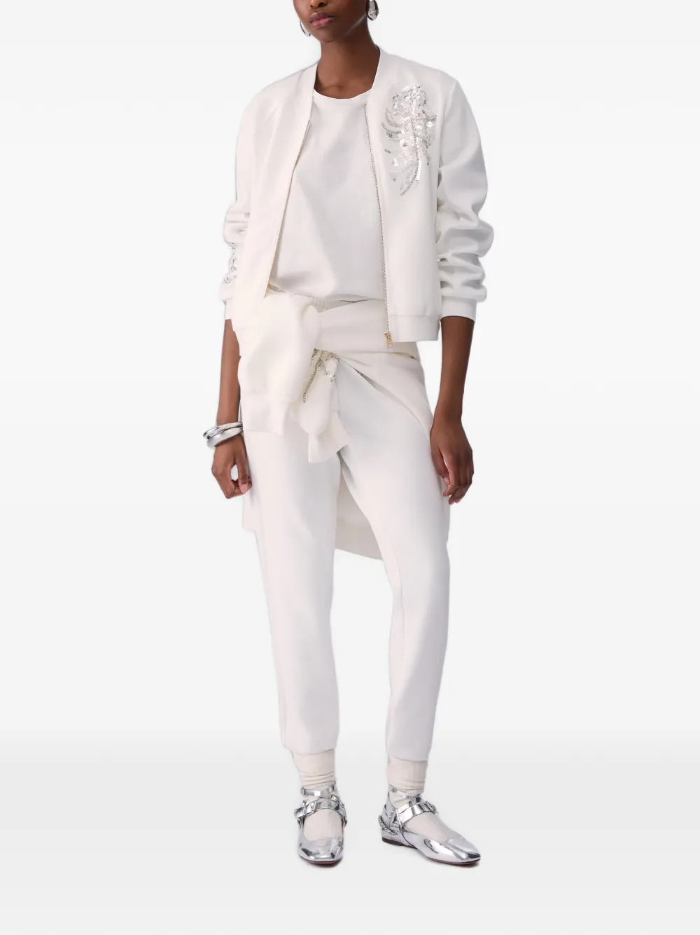 LIU JO Sweater met rits en verfraaiing Wit
