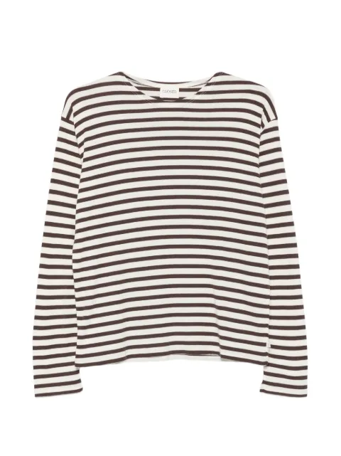 Closed horizontal-stripe long-sleeve T-shirt