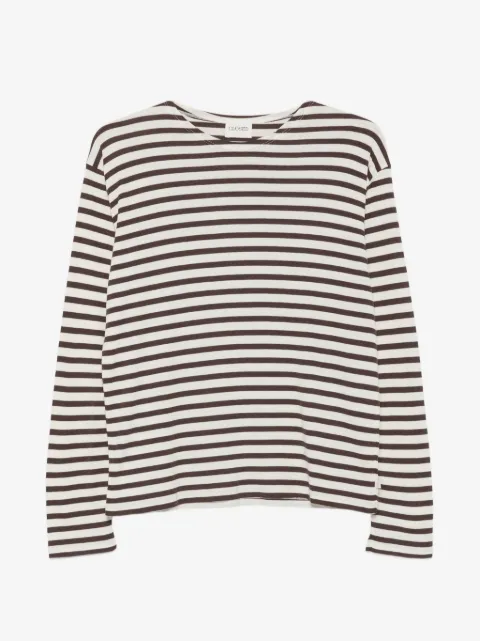 Closed horizontal-stripe long-sleeve T-shirt