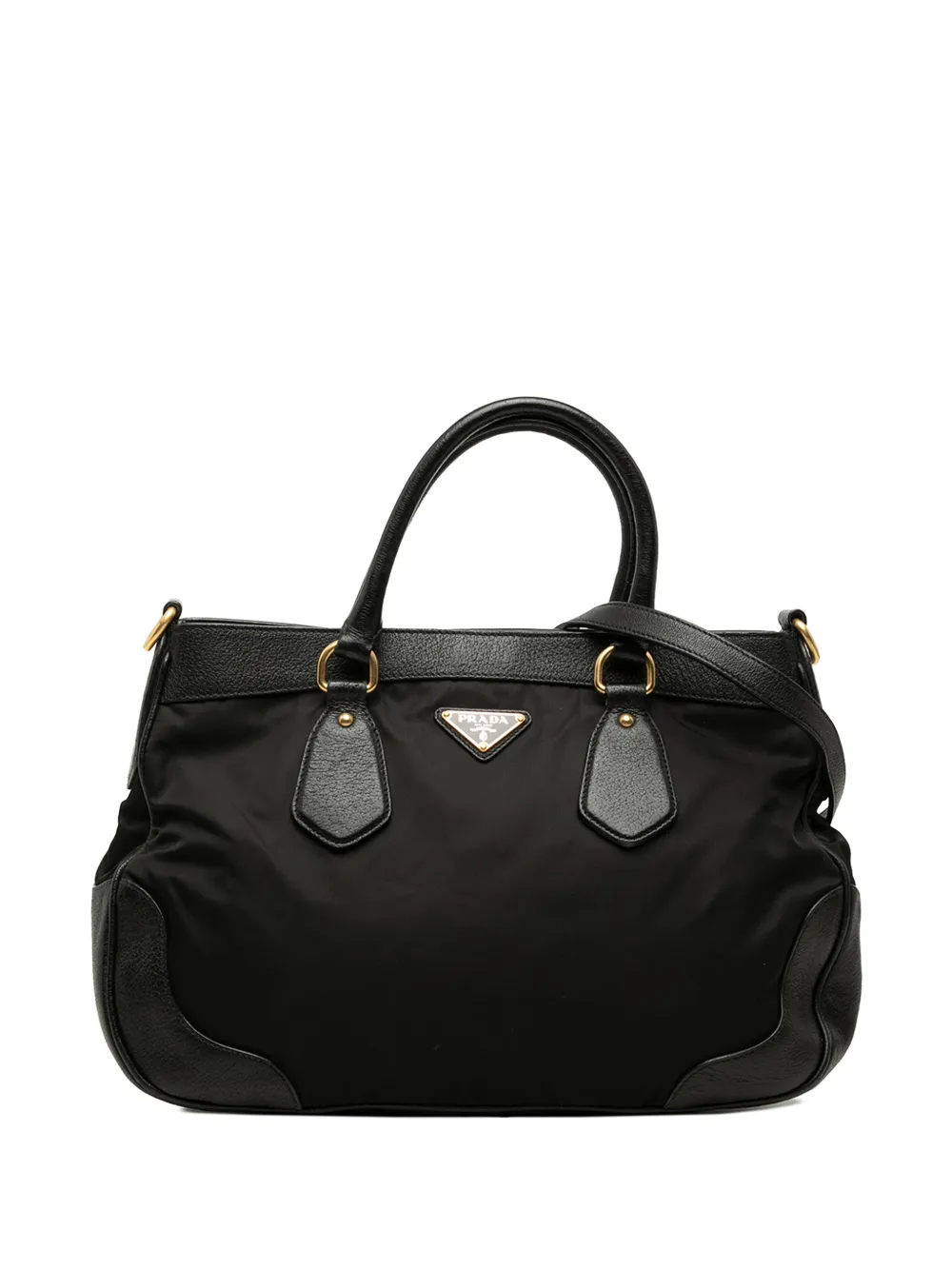 Prada Pre-Owned 2013-2026 Leather Trimmed Tessuto satchel - Schwarz