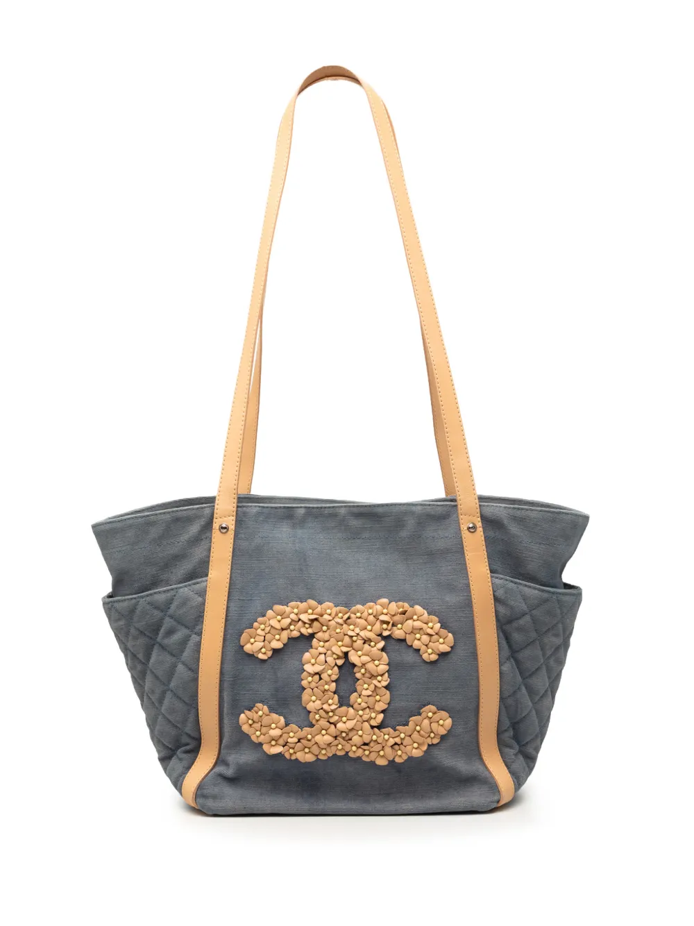 CHANEL Pre-Owned 2010-2011 Quilted Denim CC Camellia tote bag - Blue