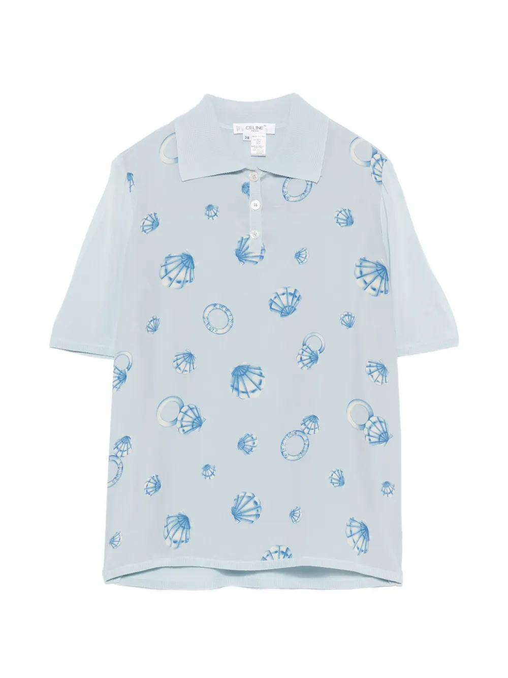 Celine Pre-Owned 2000s shell-print polo shirt - Blau
