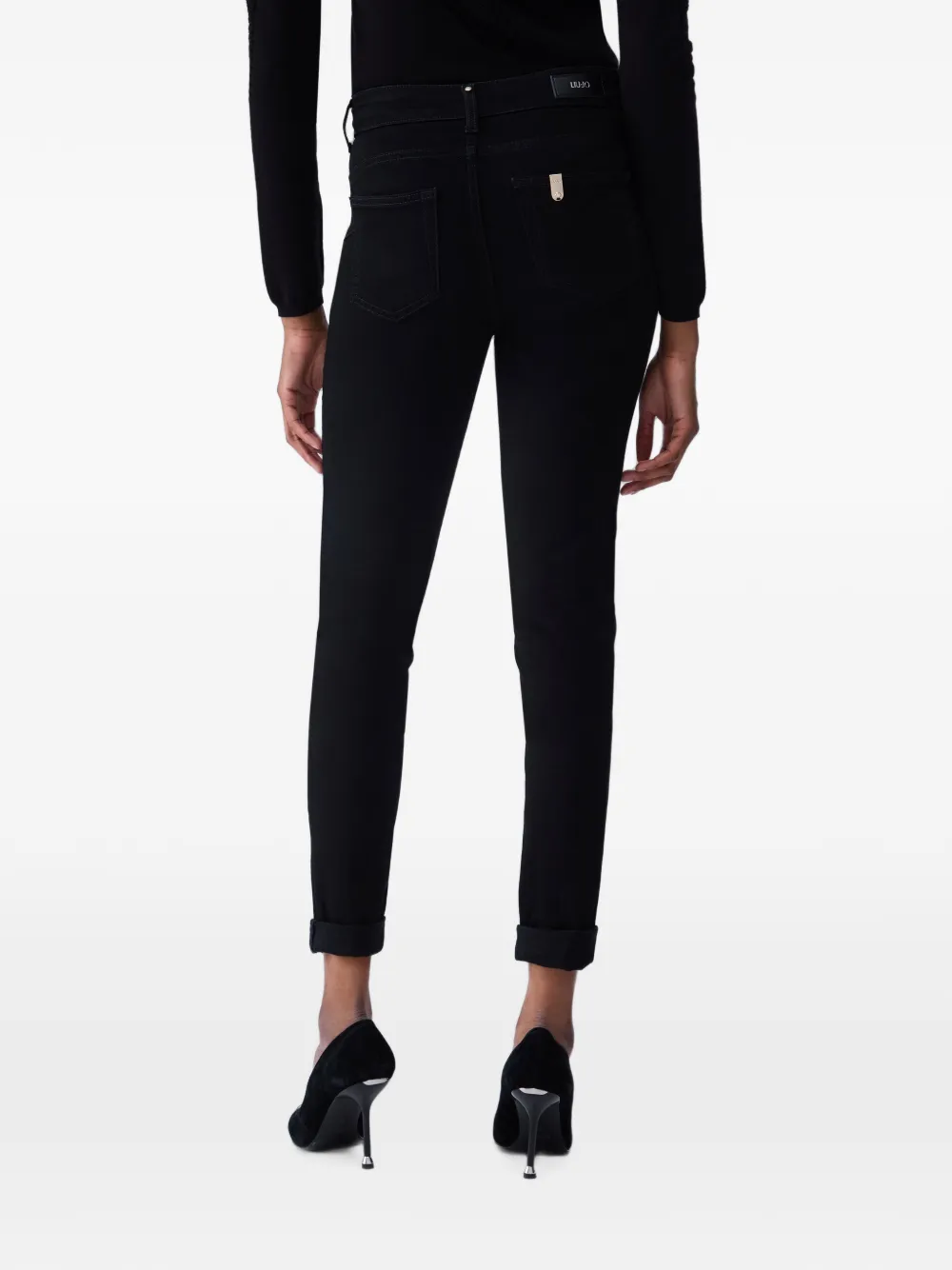 LIU JO Skinny jeans met decoratieve knopen Zwart