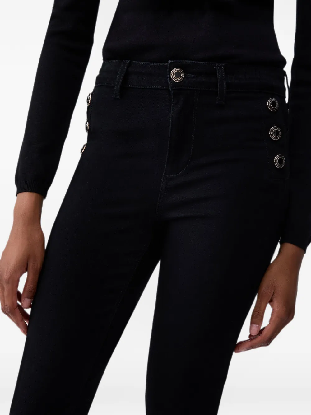 LIU JO Skinny jeans met decoratieve knopen Zwart