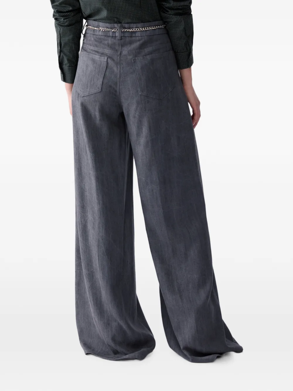 LIU JO Flared broek met riem Grijs
