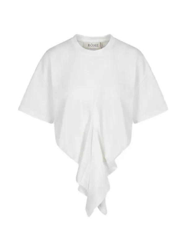 Róhe Draped Seam-detail T-shirt in White