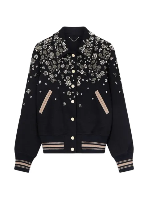 Golden Goose floral-embellished logo-patch bomber jacket