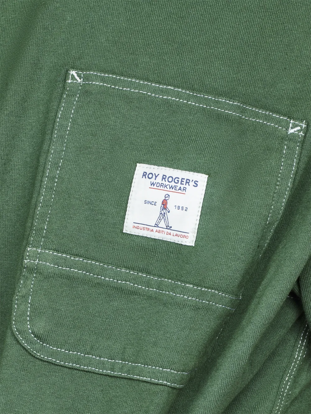 Roy Rogers contrast-stitch chest-pocket T-shirt Groen