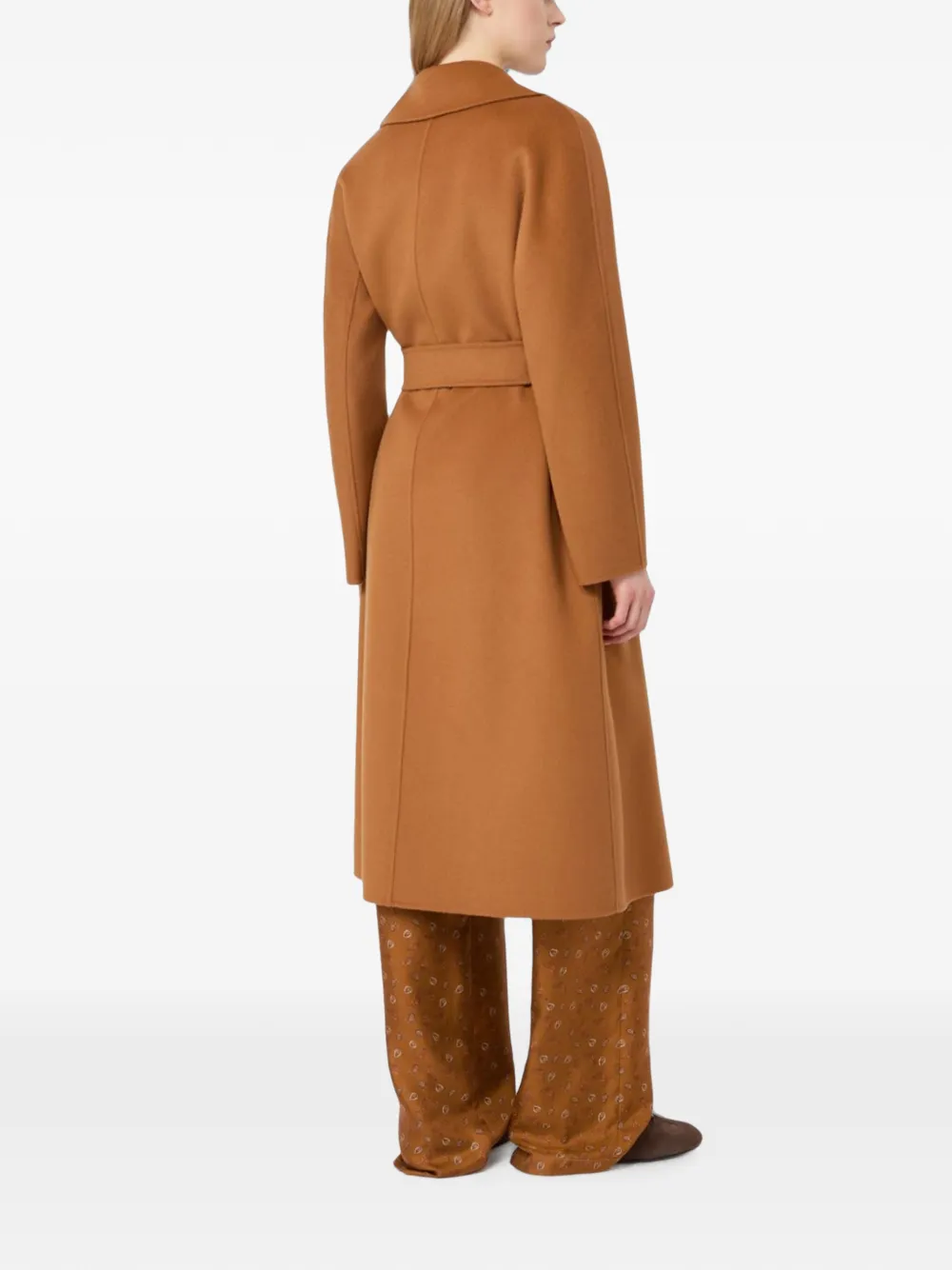 Max Mara Wollen kasjmier en zijden lange wikkeljas karamel Bruin