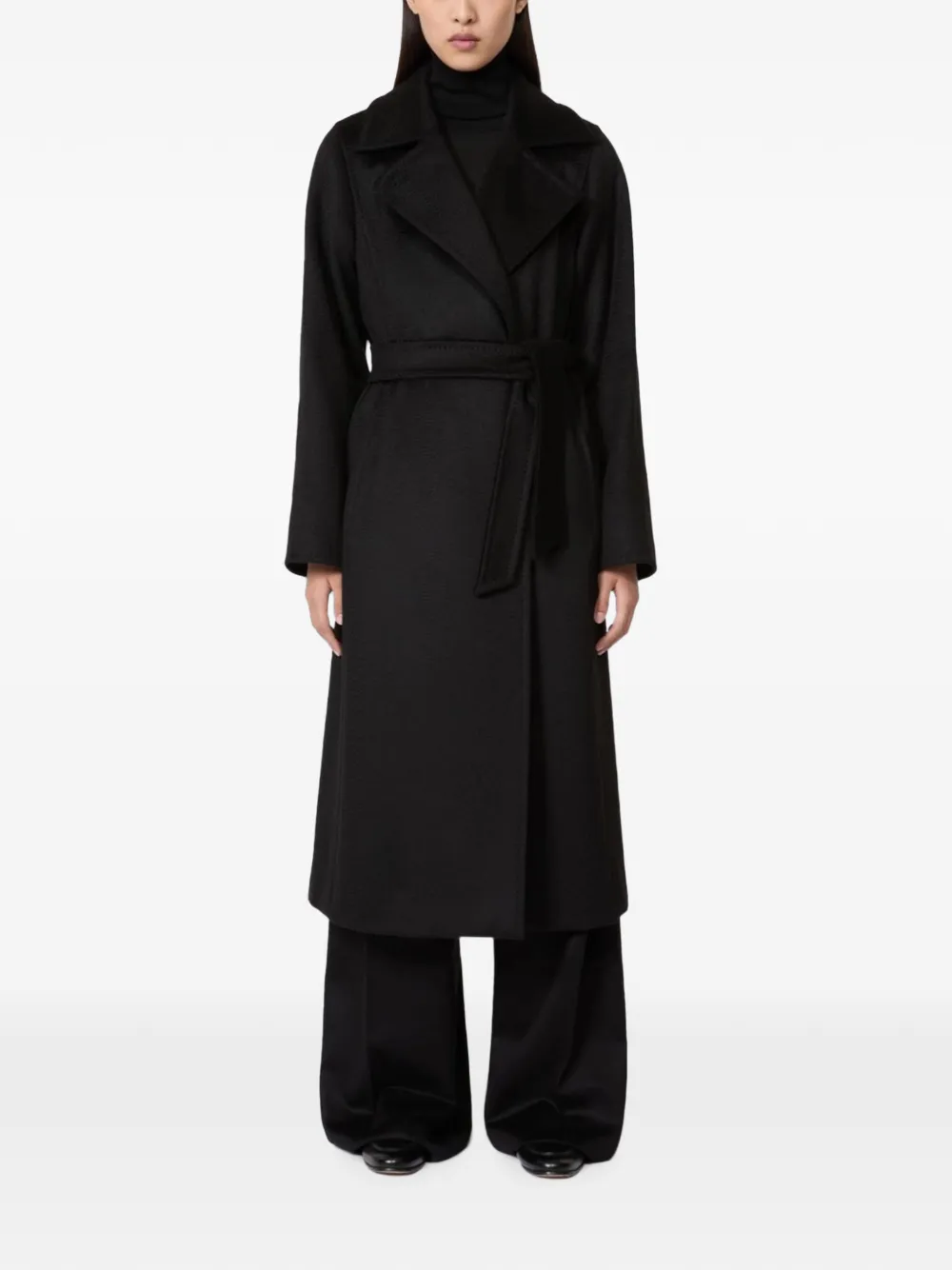 Max Mara Manuela mantel met ceintuur Zwart