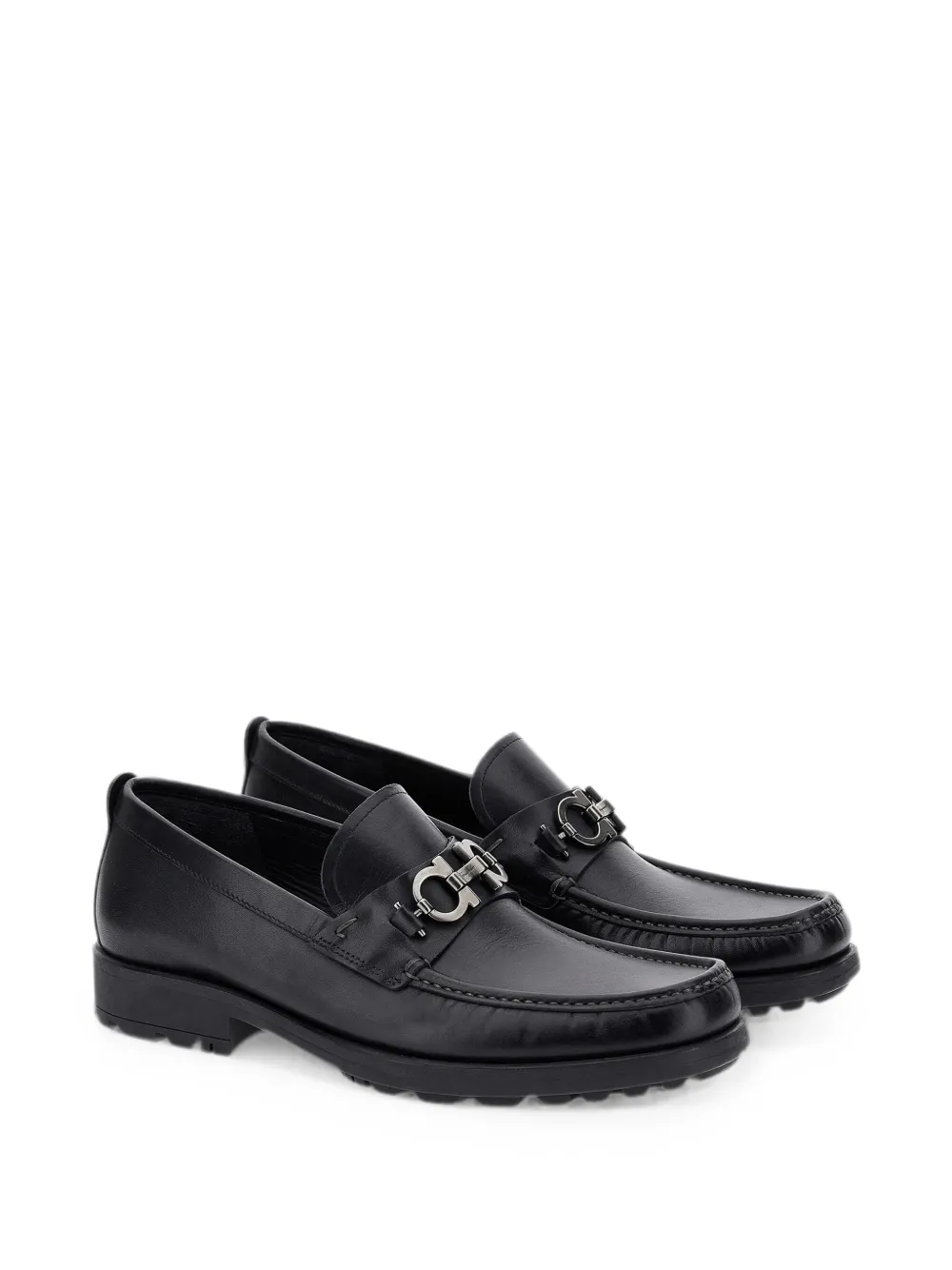 Ferragamo Gancini lug-sole loafers Zwart