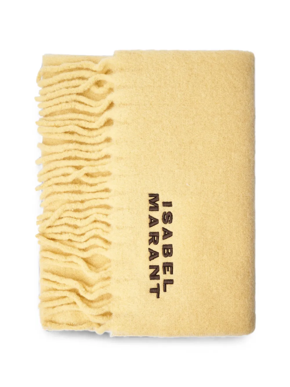 ISABEL MARANT logo-embroidered fringed scarf - Giallo