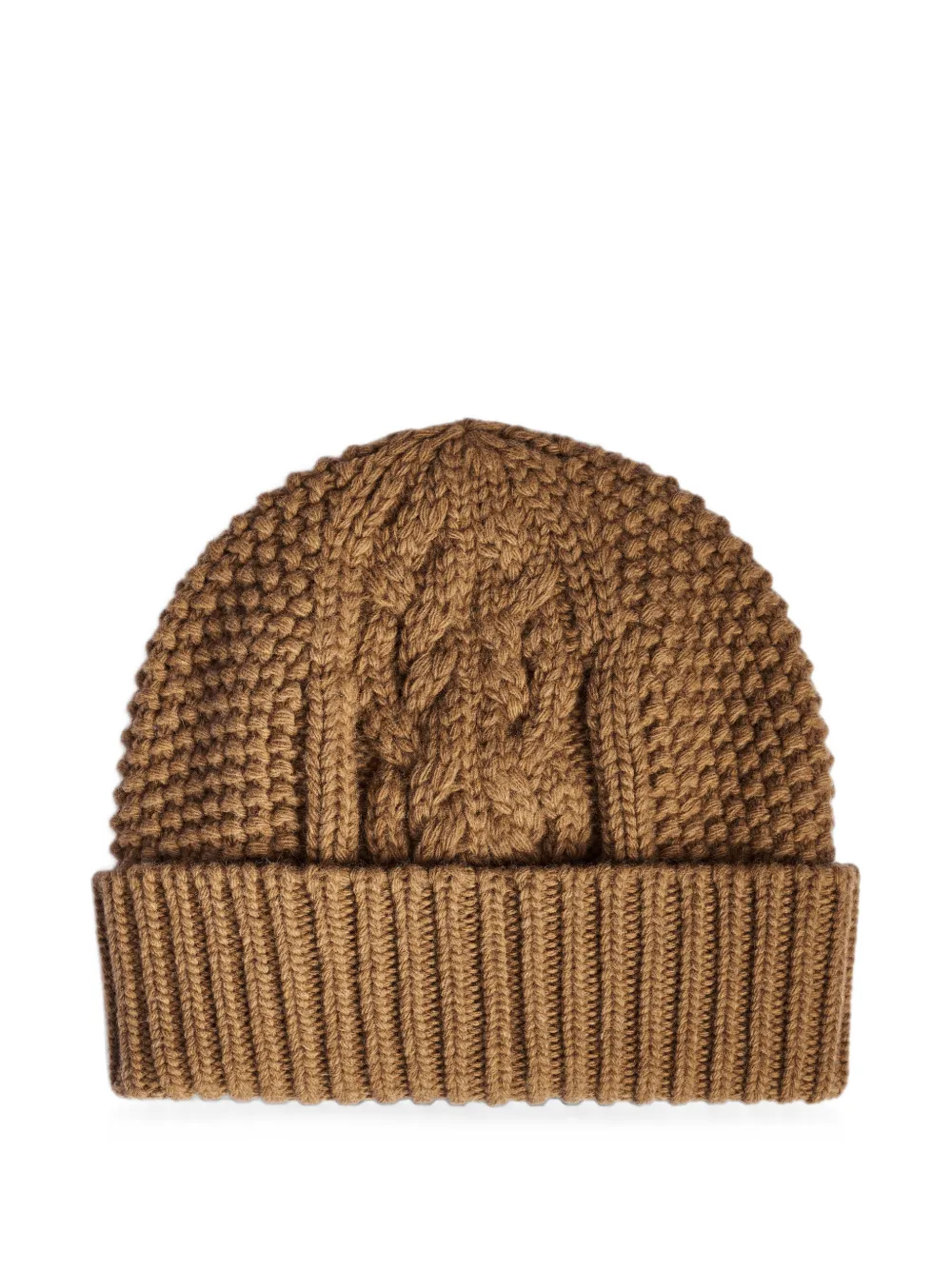 DONDUP Kabelgebreide muts met geborduurd logo Bruin