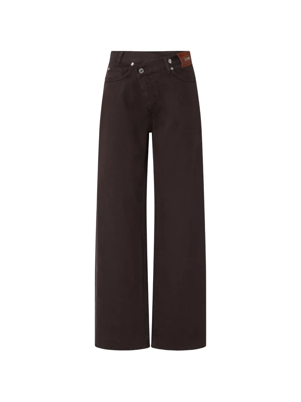 LIU JO straight trousers with asymmetrical waistband - Marrone