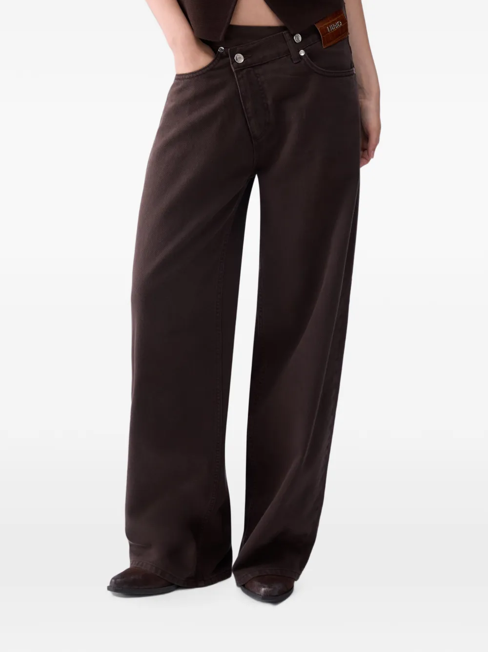 LIU JO Straight broek met asymmetrische tailleband Bruin