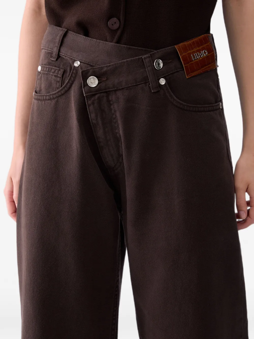 LIU JO Straight broek met asymmetrische tailleband Bruin