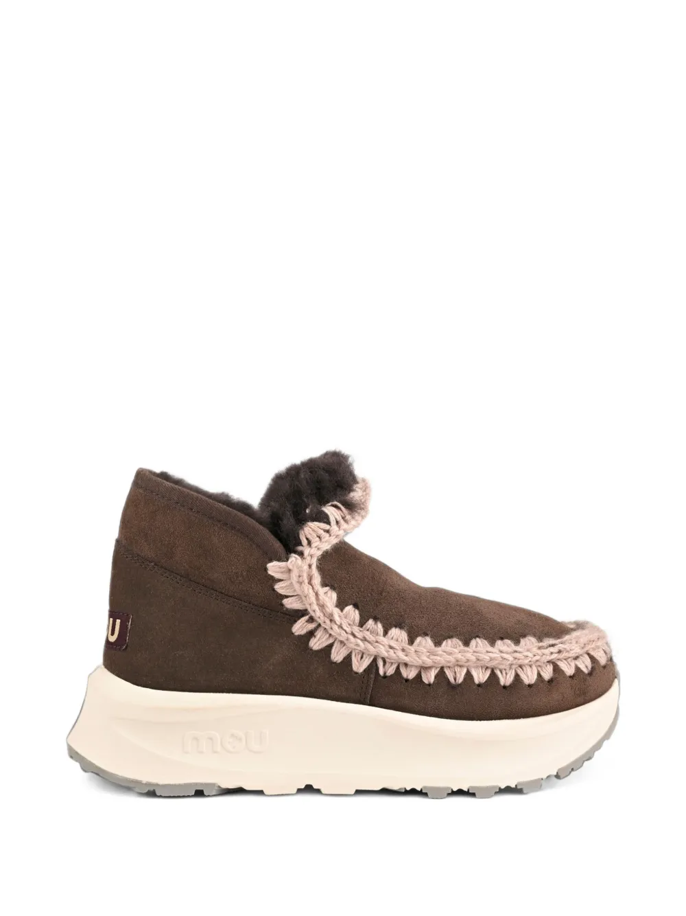 Mou Speed Eskimo Sneakers aus Schafsleder mit Häkelbesatz - Braun