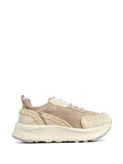 Mou crochet-trim suede sneakers