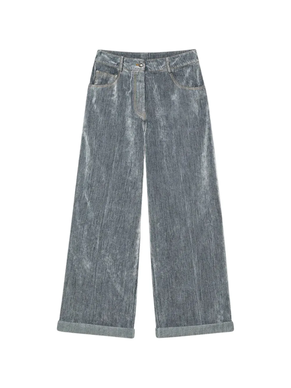 Forte Forte Jeans a gamba ampia con finitura in velluto - Grigio