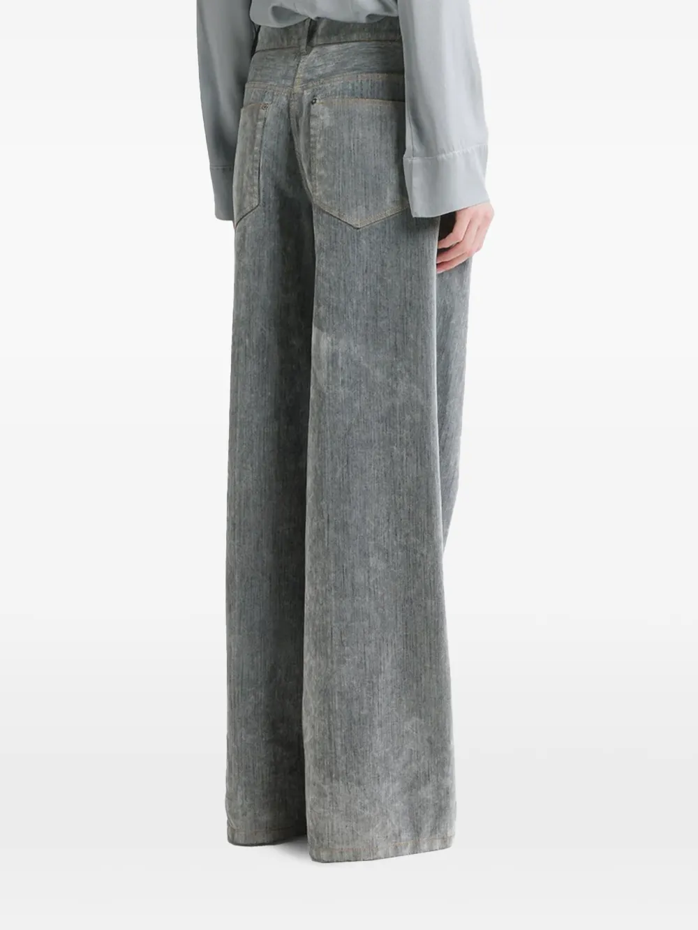 Forte Jeans met wijde pijpen en fluwelen afwerking Grijs