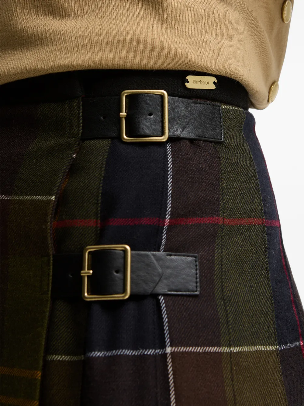 Barbour Marena midi-plooirok met tartan-ruit Groen