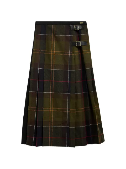 Barbour falda midi Marena a cuadros tartán con pliegues