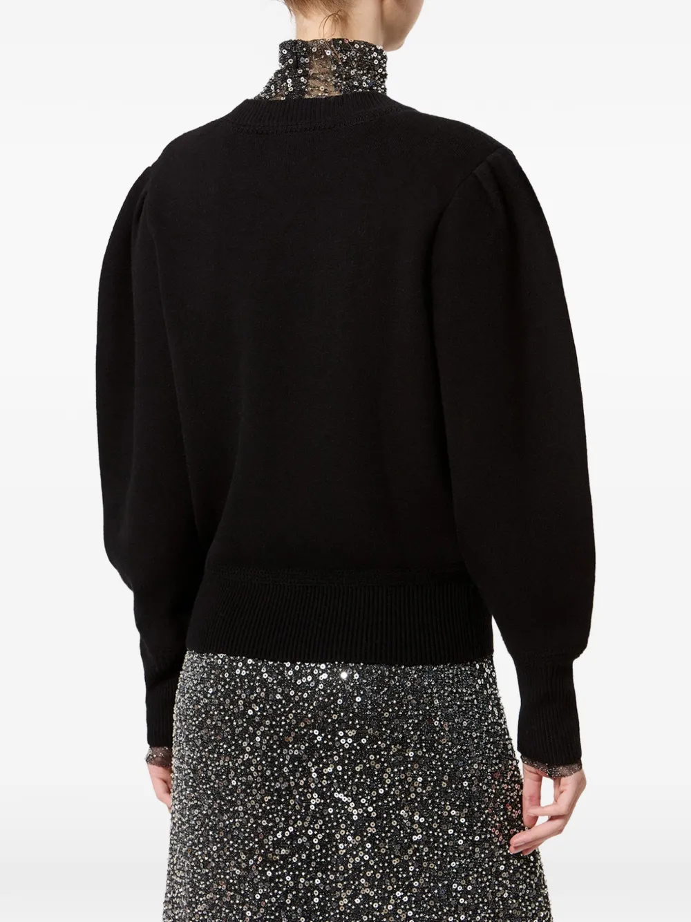 ISABEL MARANT Sweater met pofmouwen en geborduurd logo Zwart