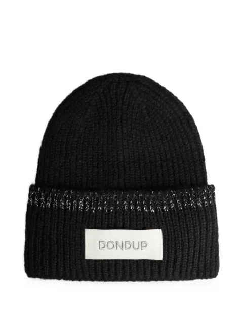 DONDUP logo-patch ribbed-knit beanie hat