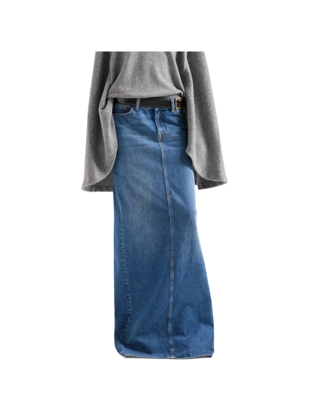 7 For All Mankind Maxi-rok met vervaagd effect en split aan de voorkant Blauw