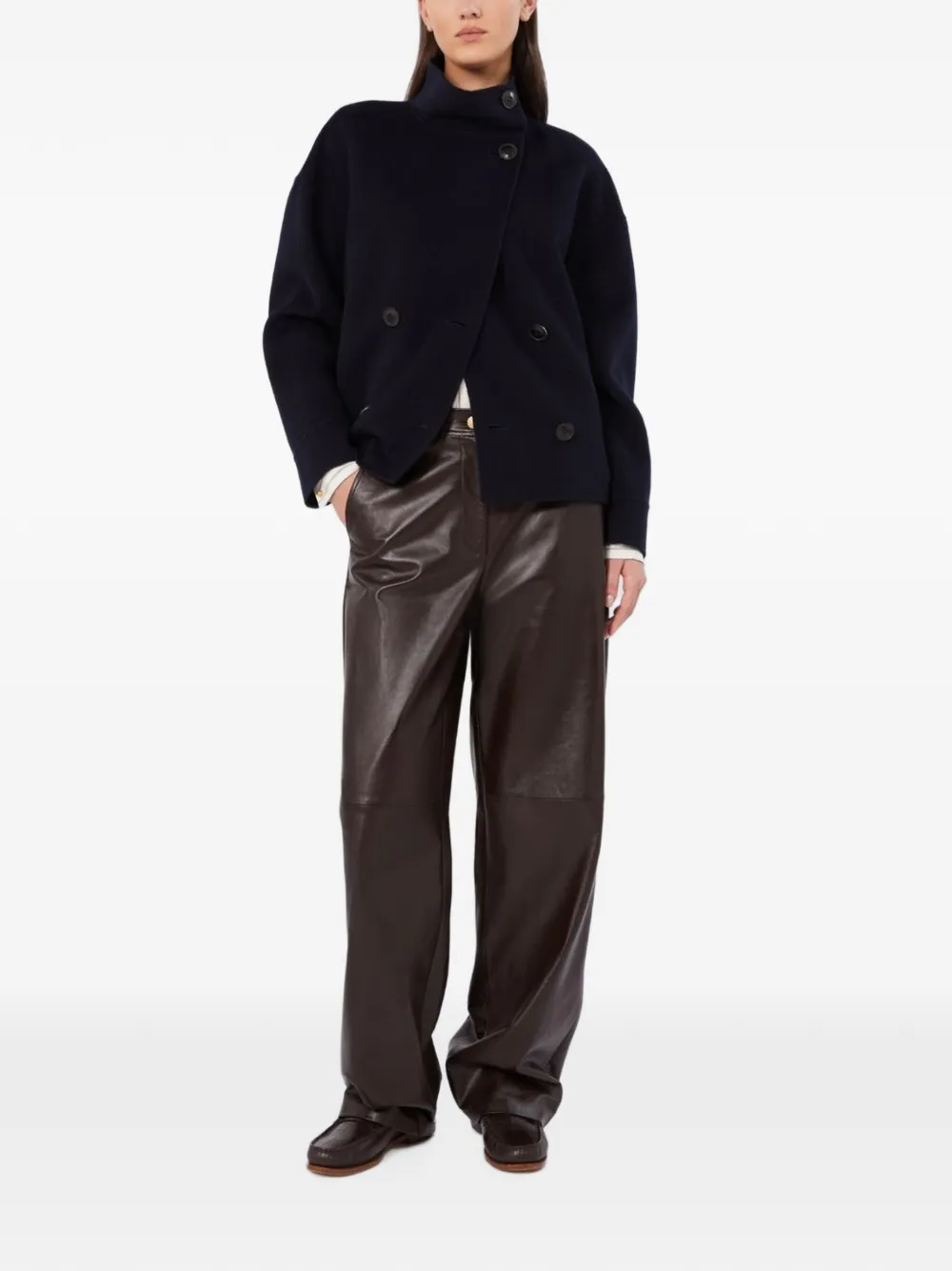 Max Mara Mantel met dubbele rij knopen Blauw