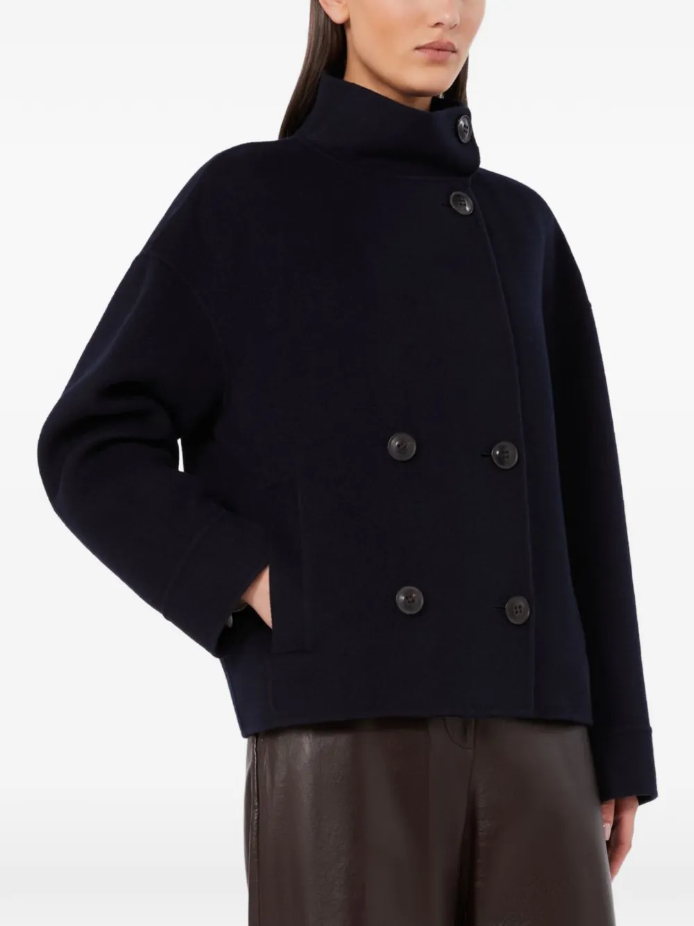 Max Mara Mantel met dubbele rij knopen Blauw