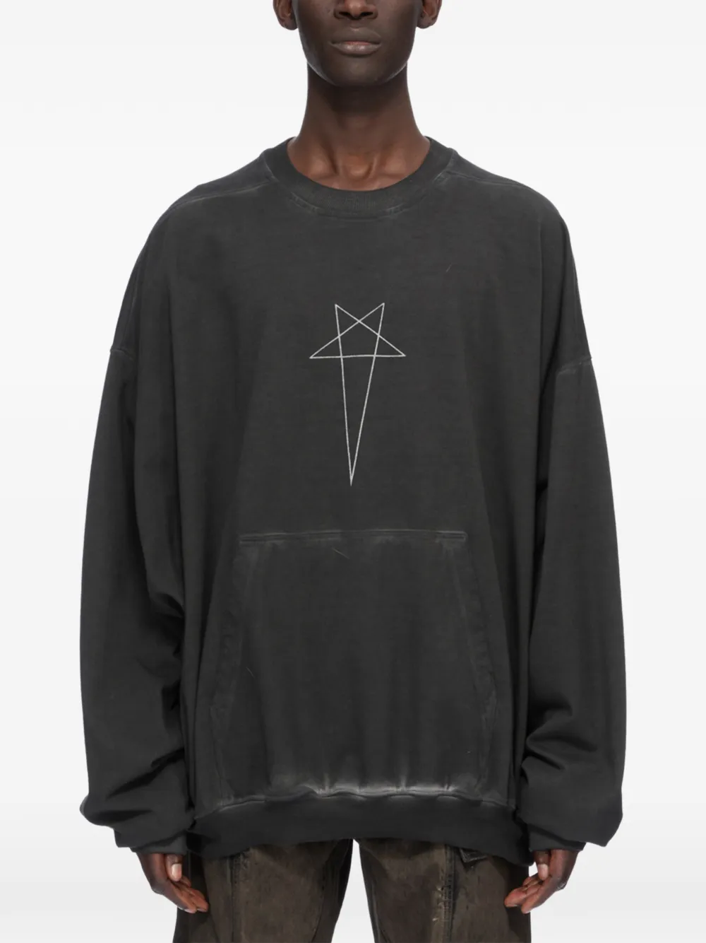 Rick Owens DRKSHDW Maglione Geth con stampa Pentagram - Nero