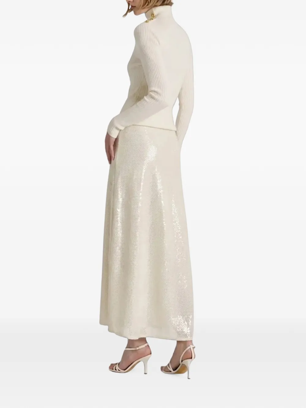 Alberta Ferretti gold-tone hardware roll-neck sweater Beige