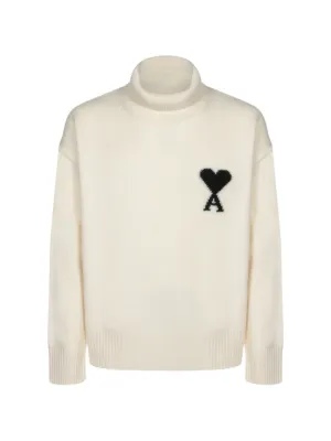 AMI Paris Ami De Coeur クルーネック ウールセーター | ニュートラル