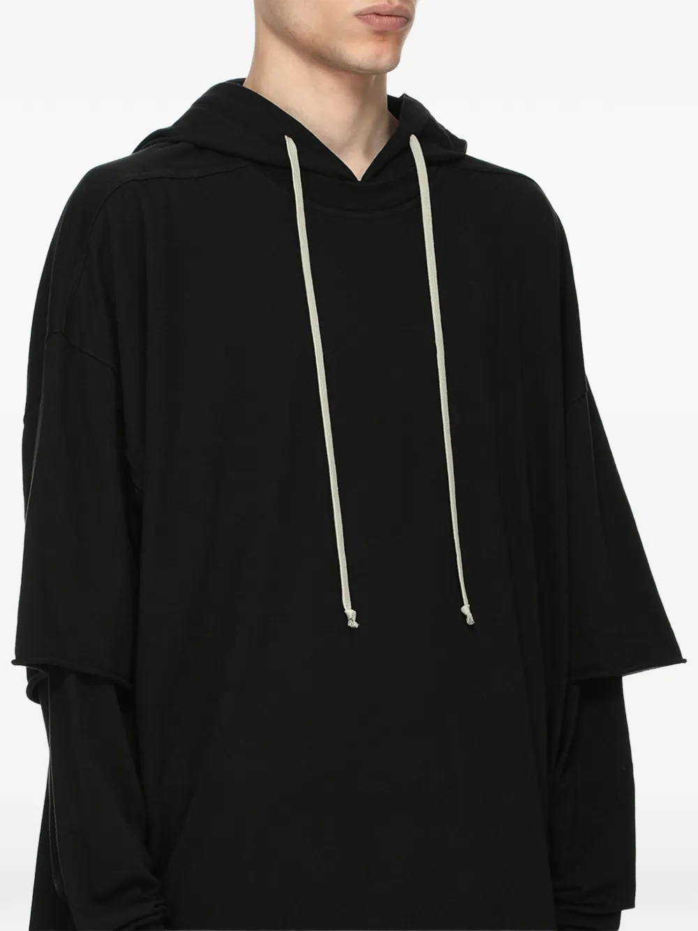 Rick Owens DRKSHDW Hoodie met gelaagde mouw Zwart