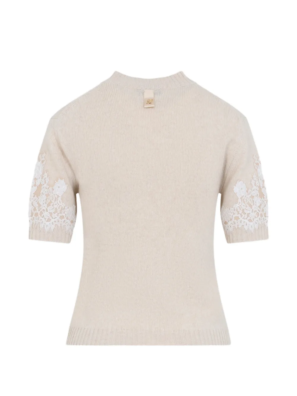Alberta Ferretti T-shirt met kanten afwerking Beige