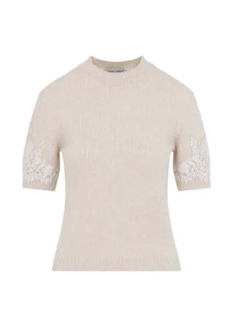 Alberta Ferretti playera manga corta con ribete de encaje