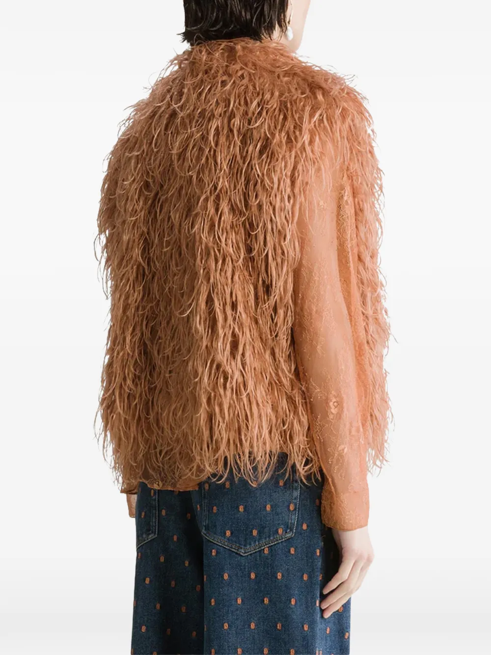 Forte Mouwloos jack met Mongoolse shaggy-textuur Oranje