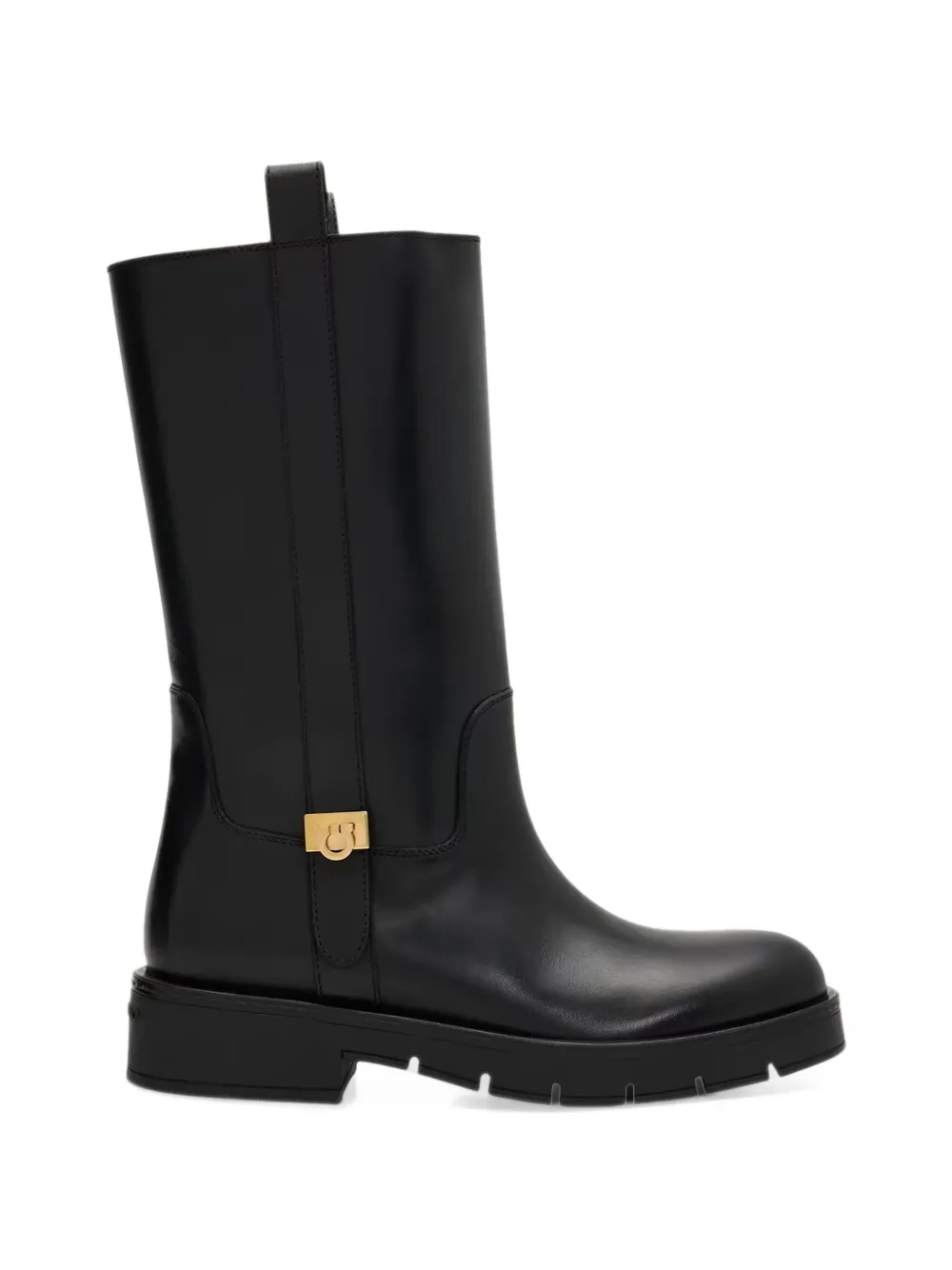 Ferragamo Gancini-plaque leather boots