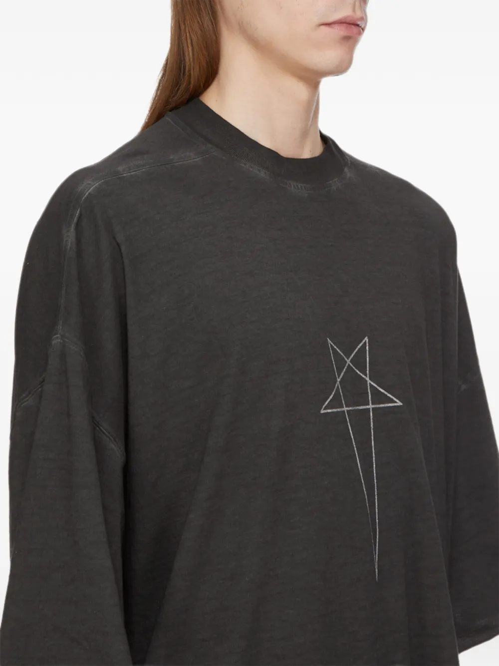 Rick Owens DRKSHDW Oversized T-shirt met Pentagram-print Zwart
