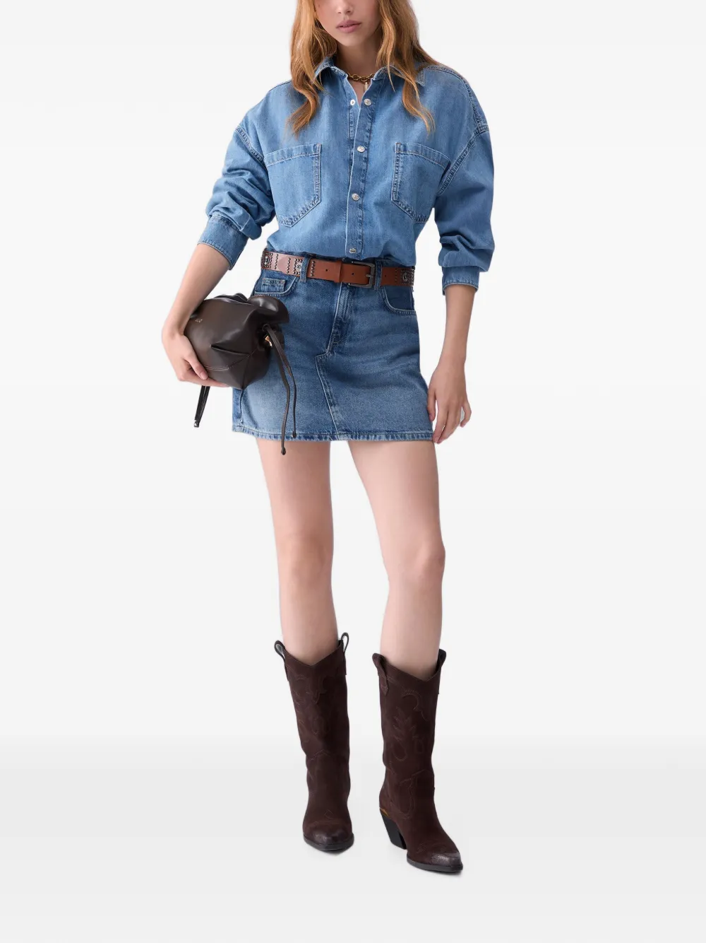 LIU JO Denim jurk met ceintuur Blauw