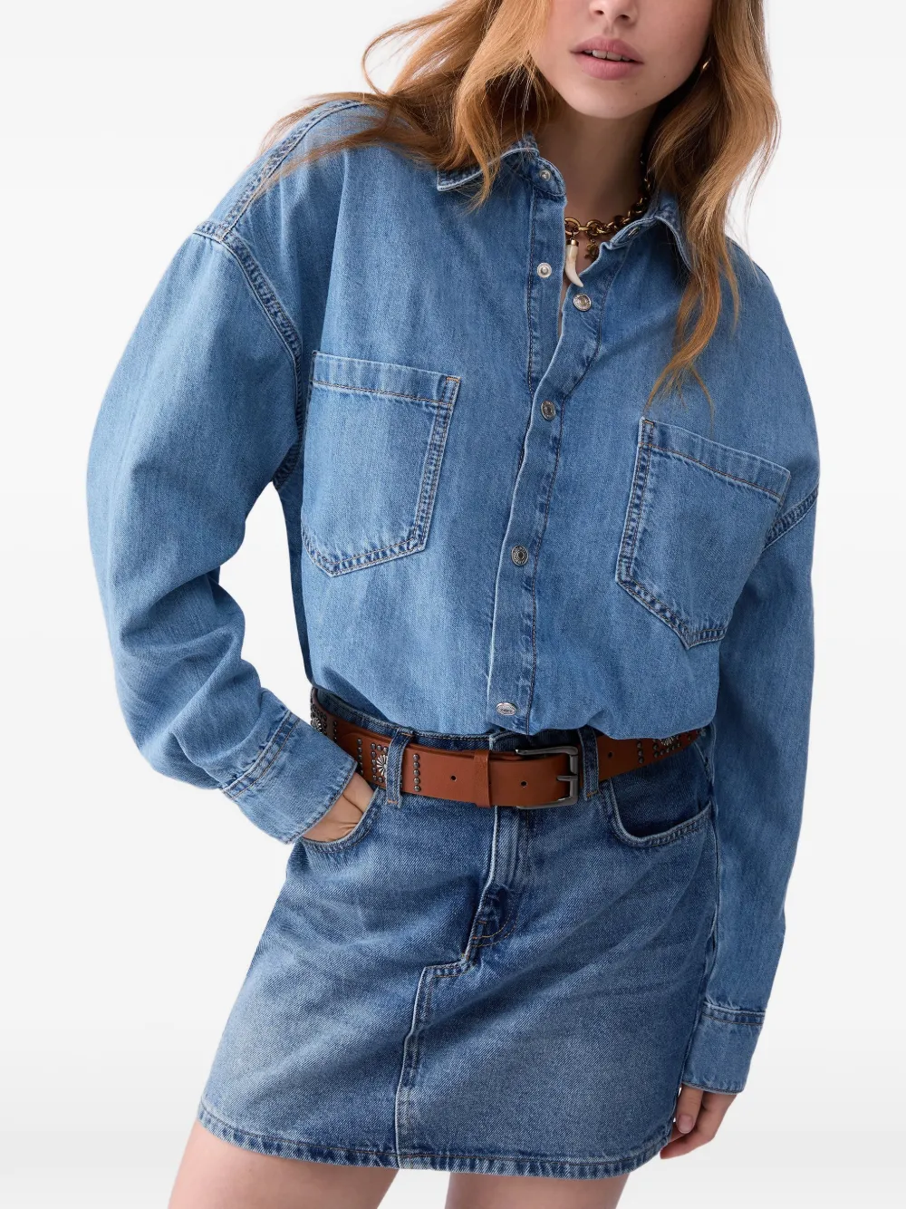 LIU JO Denim jurk met ceintuur Blauw