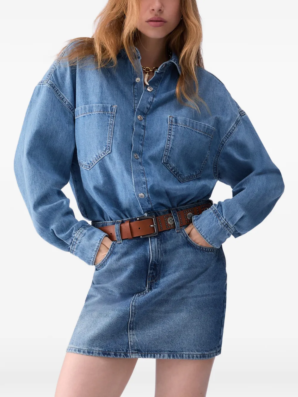 LIU JO Denim jurk met ceintuur Blauw