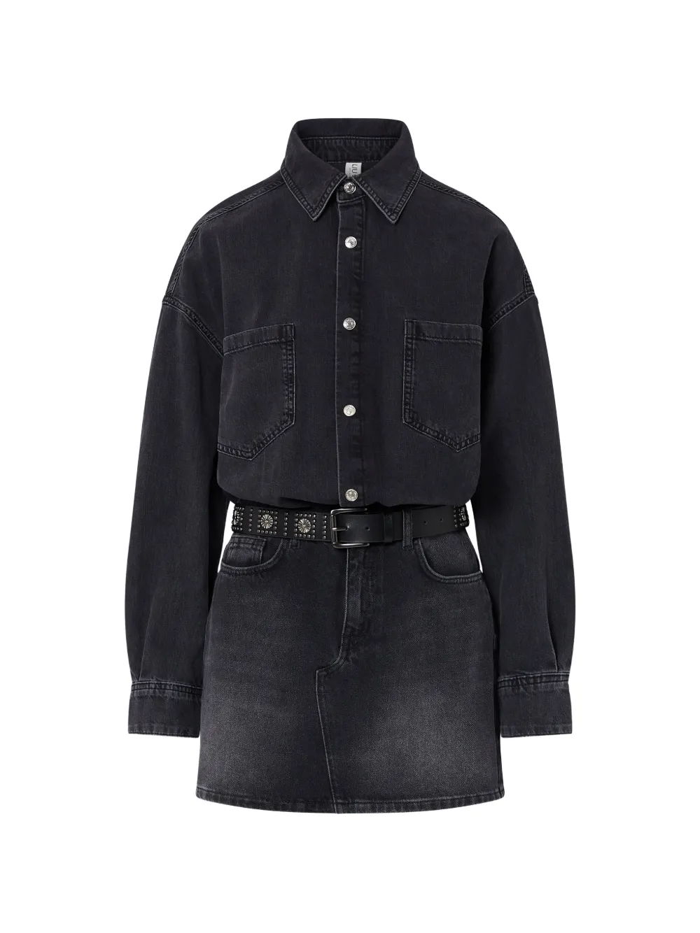 LIU JO short denim dress with belt - Black