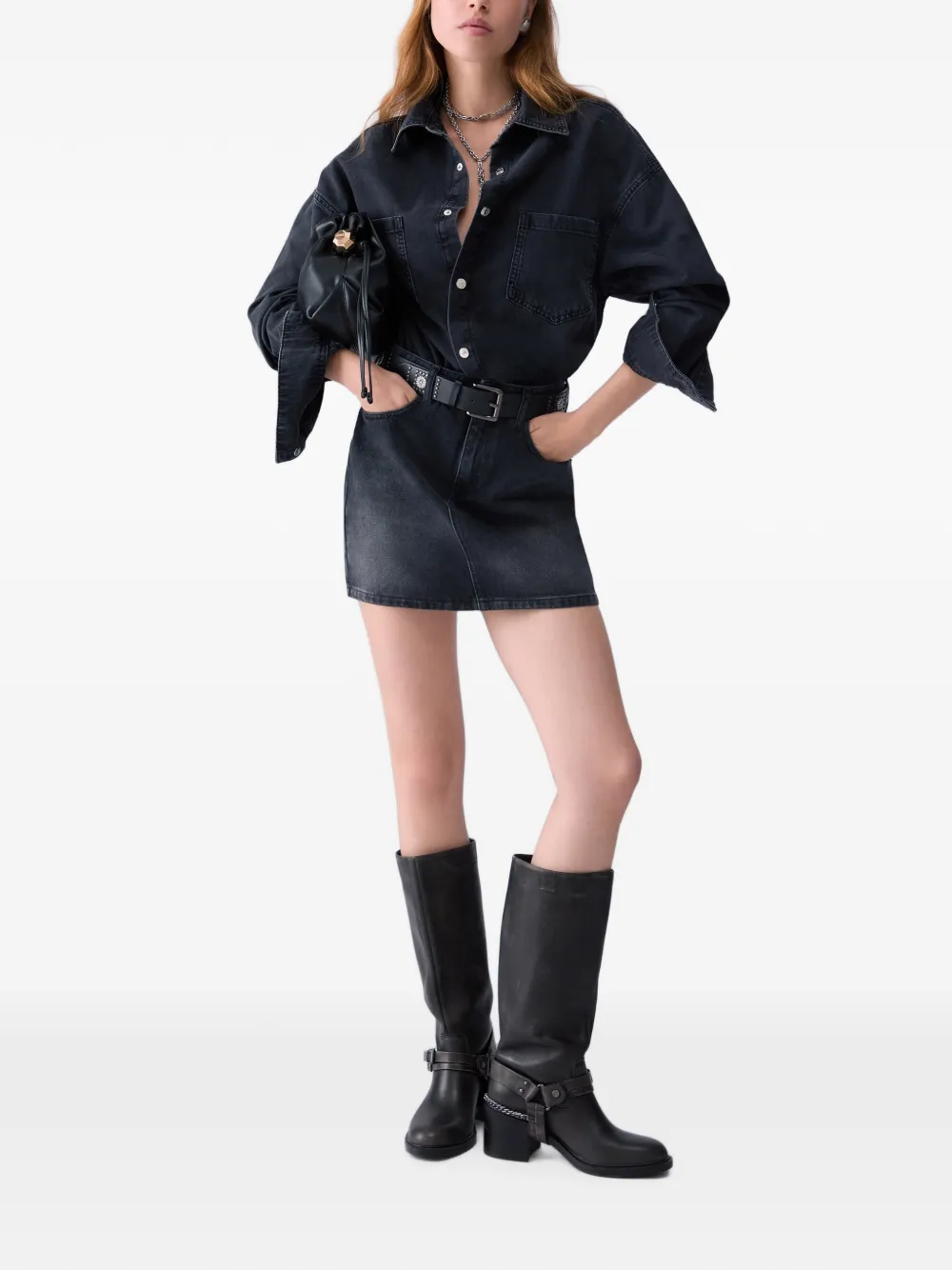 LIU JO Denim jurk met ceintuur Zwart