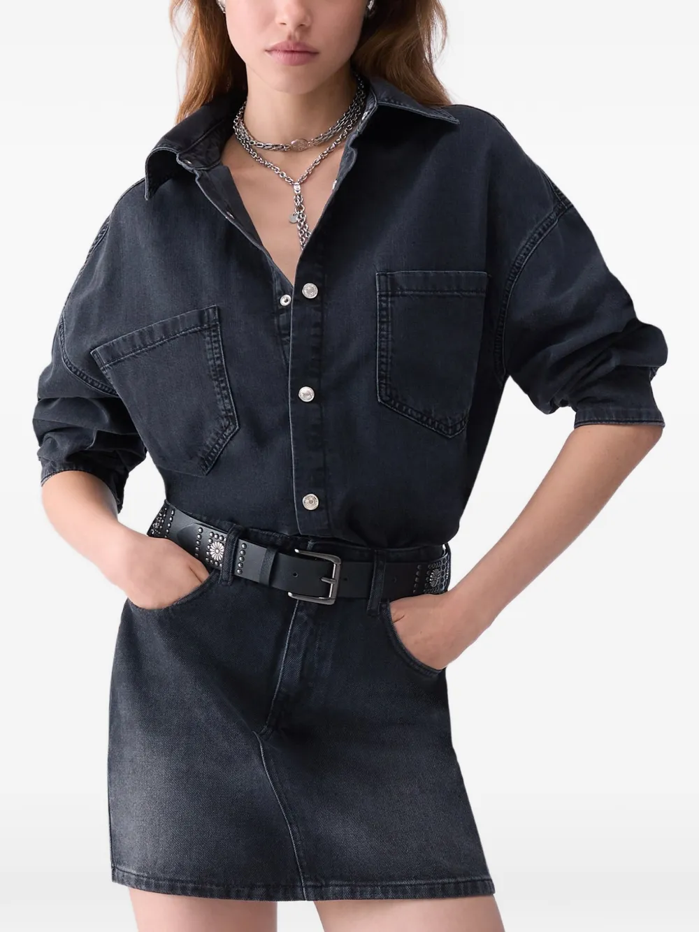 LIU JO Denim jurk met ceintuur Zwart